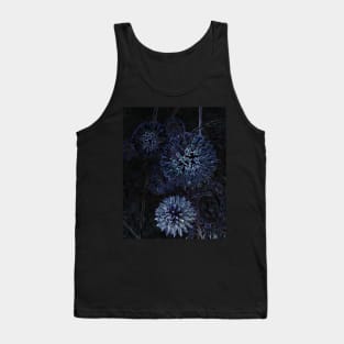 Abstract Blue Floral Design Tank Top